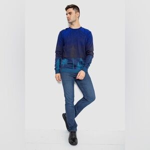 Bugatchi Striped Blue and Brown Sweater